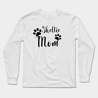 Sheltie Mom Black and White Graphic Design Long Sleeve T-Shirt